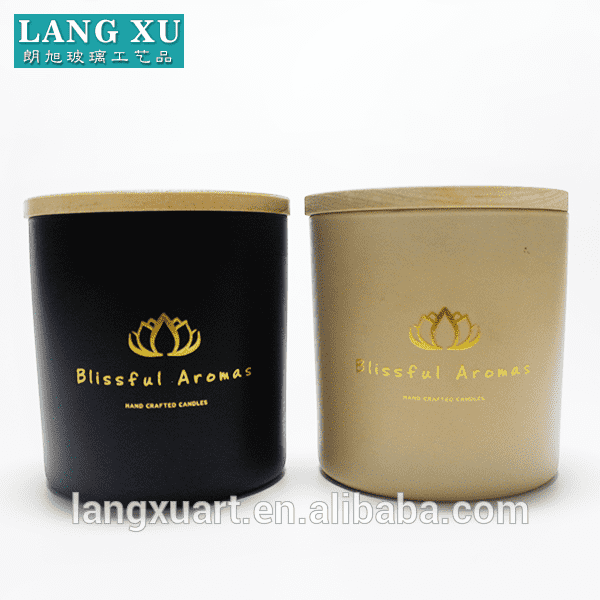 10x10cm 500ml matt black matt white glass candle jars set with custom gold logo in hadmade luxury box