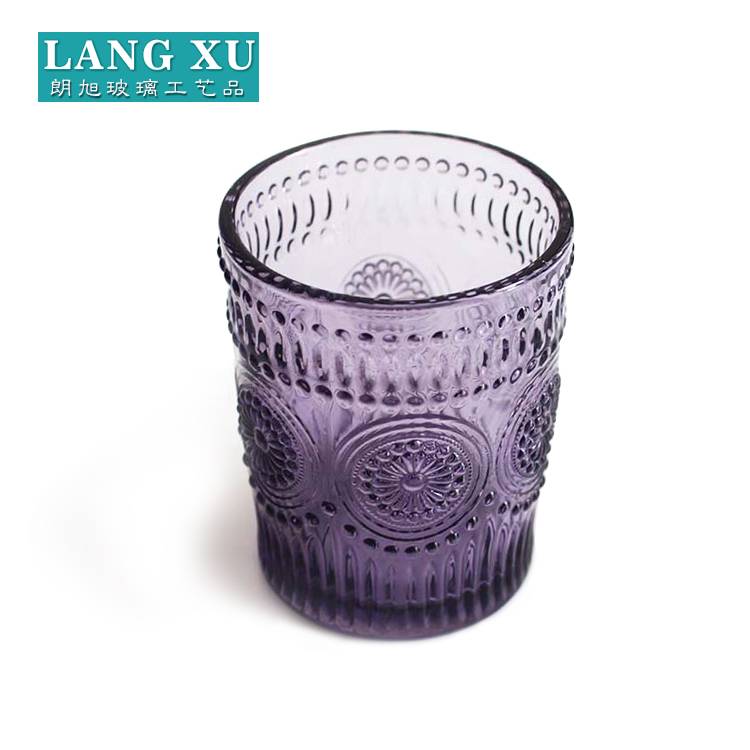 China manufacture lead free purple and green drinking glass tumbler