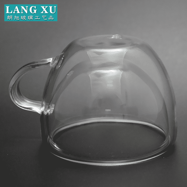 75ml small wholesale bulk clear double wall design glass coffee mug with handle