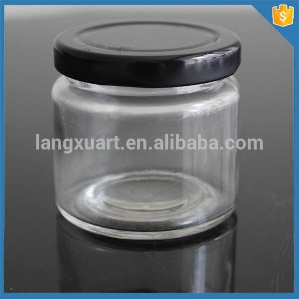 6 ball standard cheap small glass 100ml mini jam jars with black lid