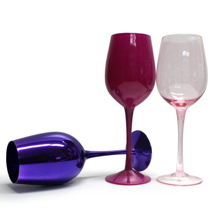 420ml mouthblown red wine plating colored glass goblet cocktail Wedding glass wholesale
