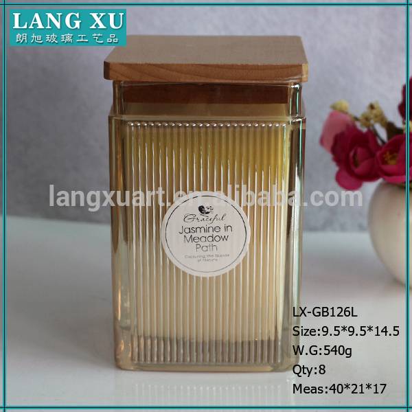 FJ126 9.5×14.5cm geo cut amber candle wax candle jars glass with lids