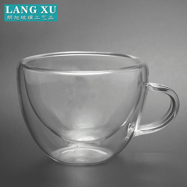 LX wholesale clear smooth simple double walled bulk glass coffee mug
