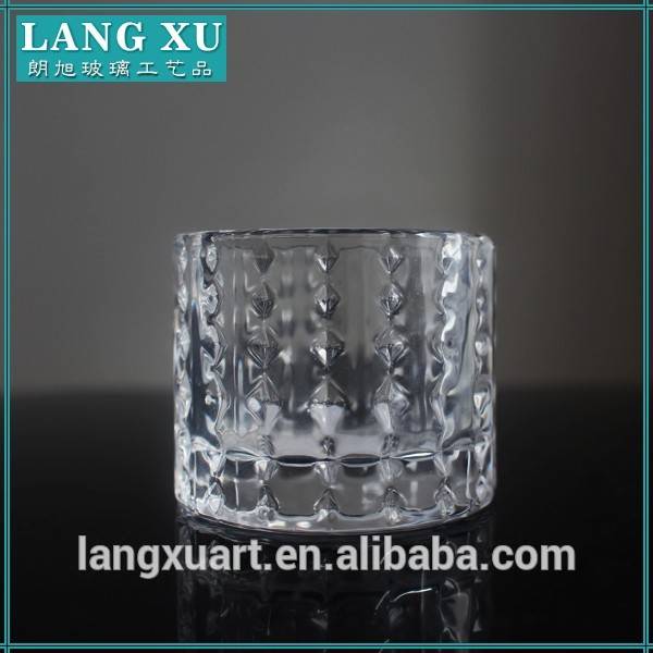 crystal clear tea light wedding decorative cylinder diamond candle holder glass