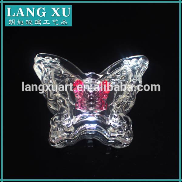 crystal jewelry box with cover,tissue box, glass jewel case in butterfly shape