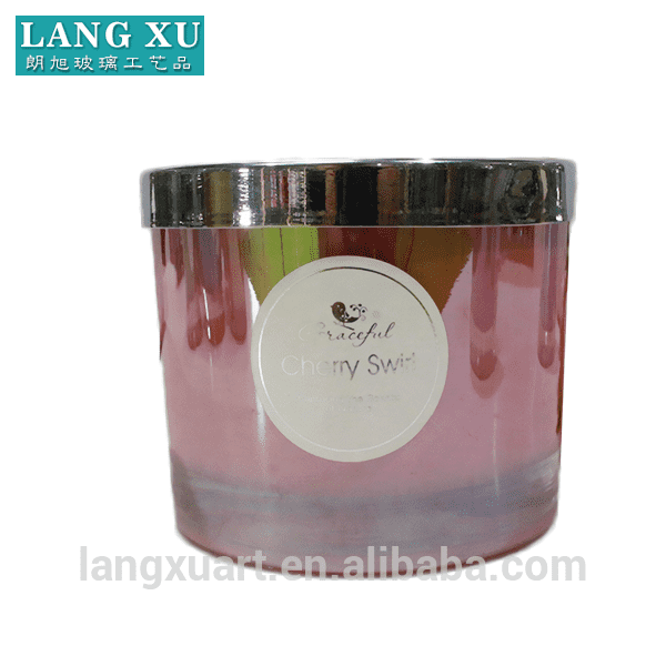FJ067-C-P MOQ300pcs burning time 42hours cheap 10X9cm 250g wax purple color spray custom glass jar scented candle
