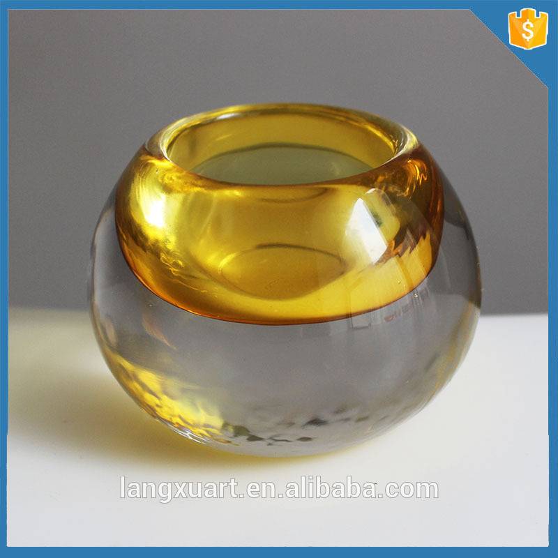 gold edge oval shape glass crystal luxury candle box