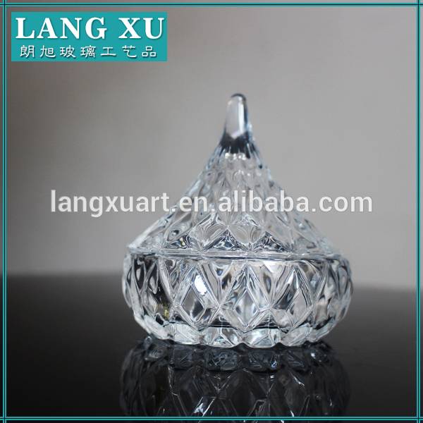 LXHY-T0100 Kiss shaped clear glass candy dish wedding favors