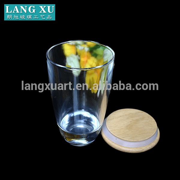 wholesale glass candle jars with bamboo lid