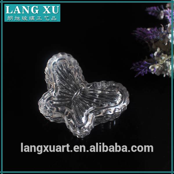 LX-T051 butterfly shape mini crystal glass candy jar with glass lid