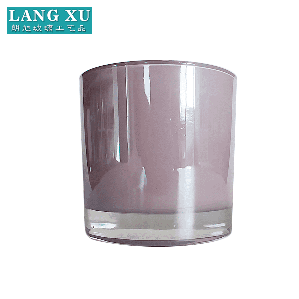 2018 5.7*6.8cm simple design cheap empty internal pink gloss cylinder candle jar holder