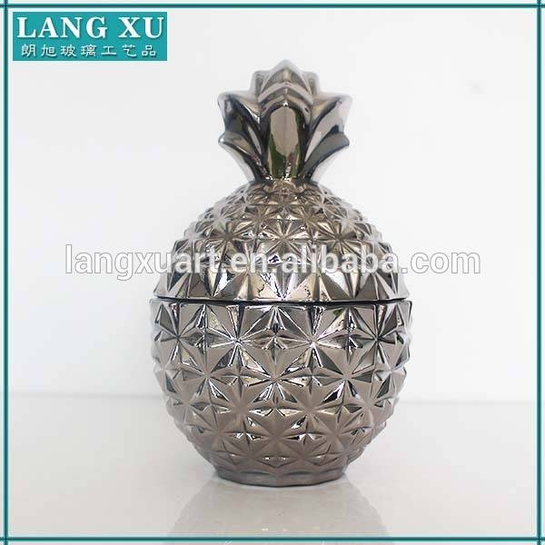 home decoration spray silver pineapple shape fruit shape glass candy box