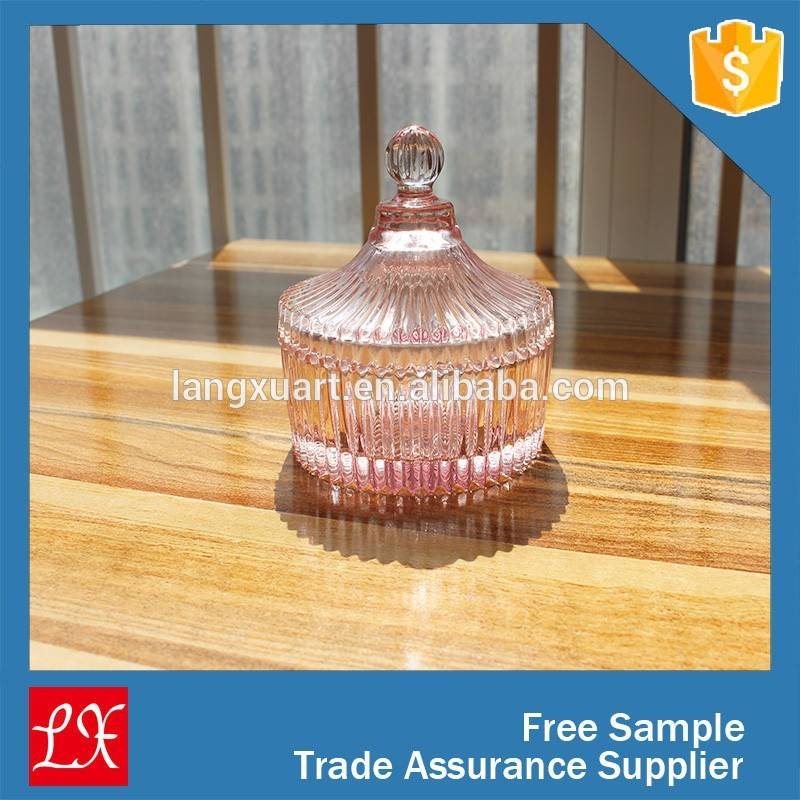 Wholesale ribbed color empty glass spice jar for decoration