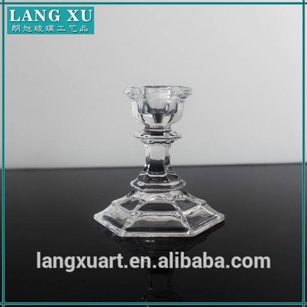 LX-A057 hexagonal base mini 9cm height antique crystal glass candlestick holder