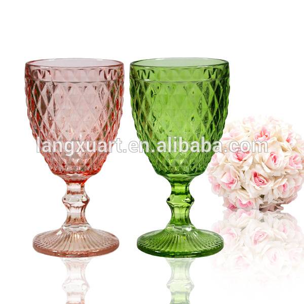 Factory direct wholesale handmade color footed red glass wine