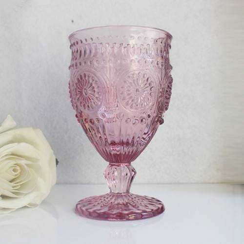 Vintage Inspired Pressed purple colored Glass Goblet In Blush blue