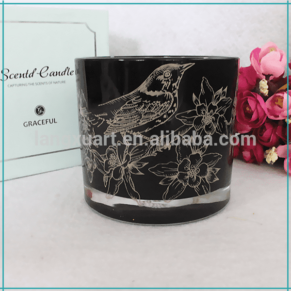 Unique design black color recycled glass luxury candle jars