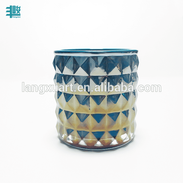 2018 7.2*8cm  fashion new design blue colored plating diamond candle holder
