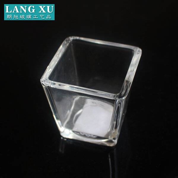 LXHY-Z037 Home decoration clear crystal square glass votive candle holders