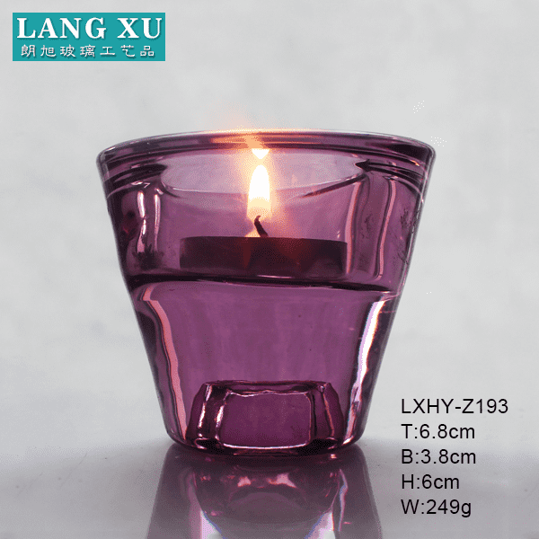 LXHY-Z193 cone shaped purple color daul purpose taper tealight candle holder