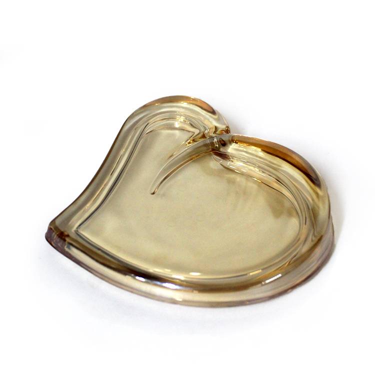 LXHY-T104 amber colored pearlized glassware luxury heart shape small glass candy jar