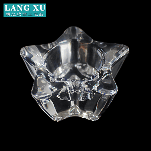 LXHY-Z091 crystal clear star shape glass tealight candle holder