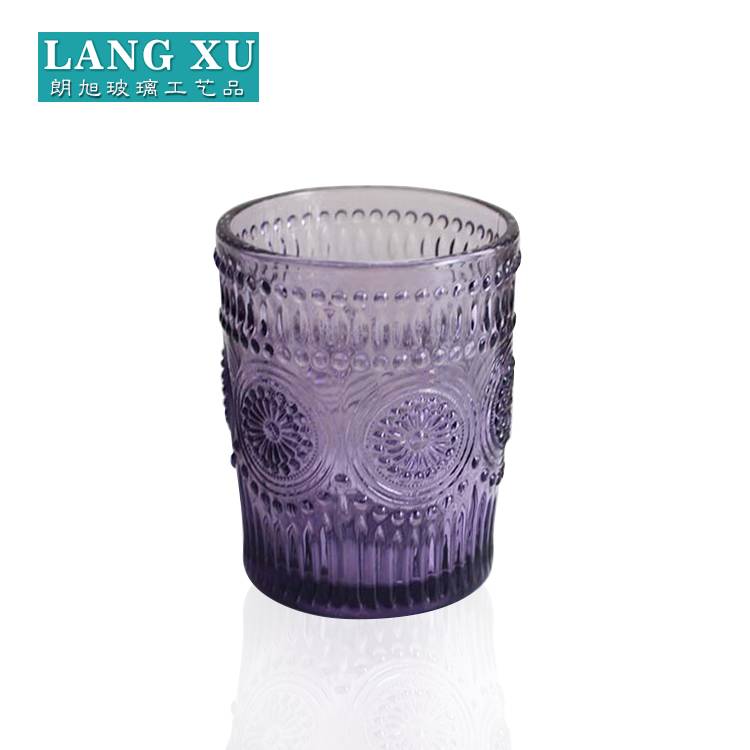 Langxu factory manufacture lead free purple drinking glass tumbler
