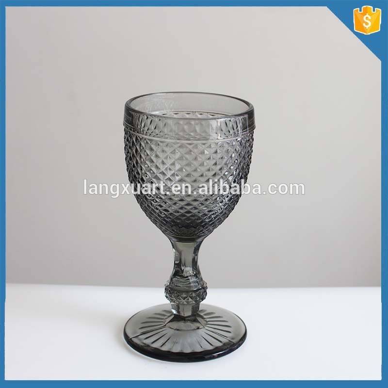 Solid grey colored hand pressed wine wholesale glass water goblet
