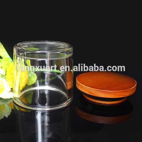 cheap clear glass jar with wooden lid