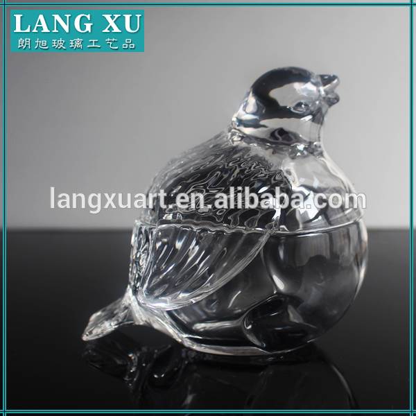 crystal clear animal shape glass candy jar glass bird figurines bird glass jar