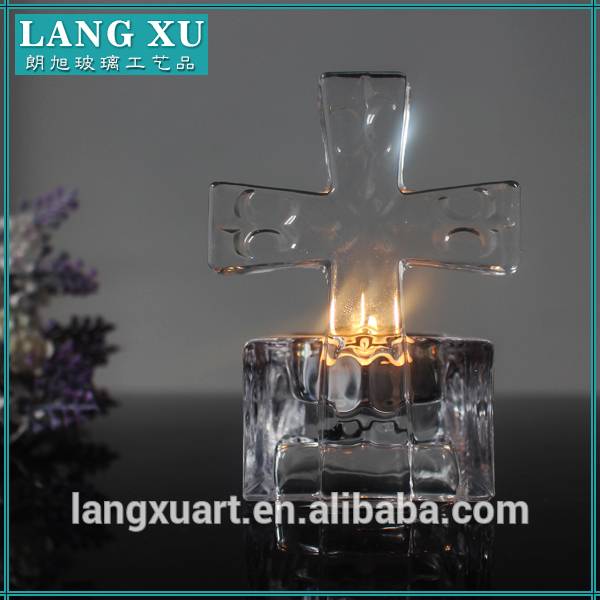 LX-Z140 Christian cross religious crystal tealight candle holder