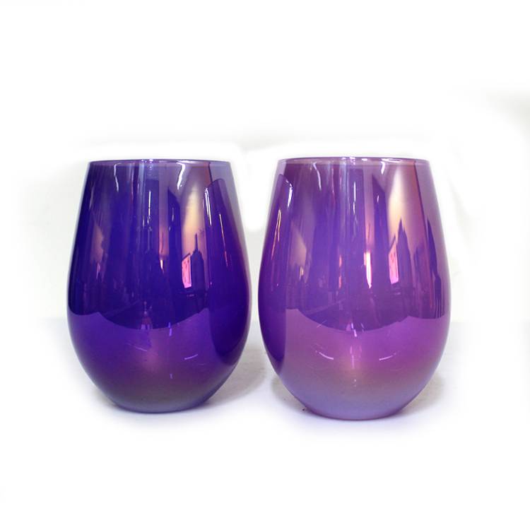 2018 480ml amazing  luxury  large tall oval  pearlized surface purple colored glass candle holder