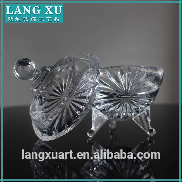 LX-T059 decorative candy dishes clear crystal glass sugar bowl with lid