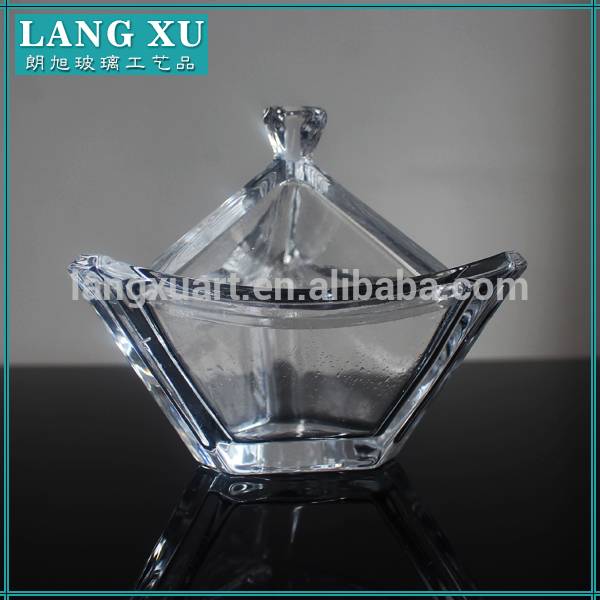 Fashional design mini unique shape triangle glass jars with glass lid