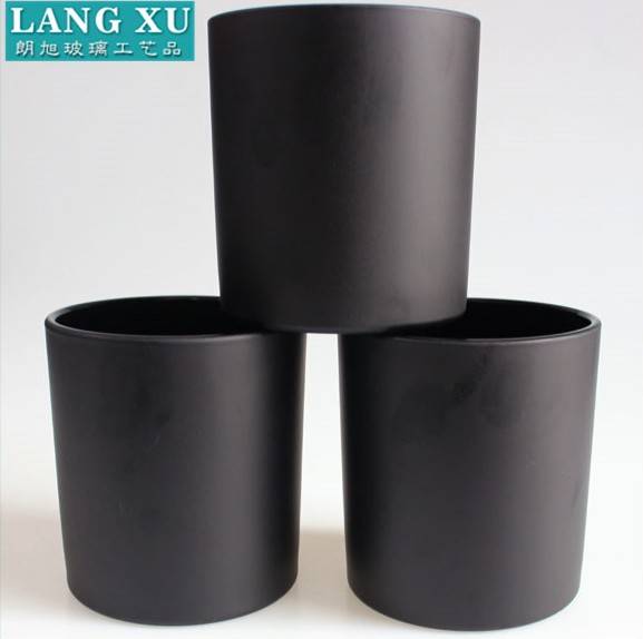 360ml 9*10cm and 270ml 8*9cm matte black cylinder empty glass candle holder wholesale