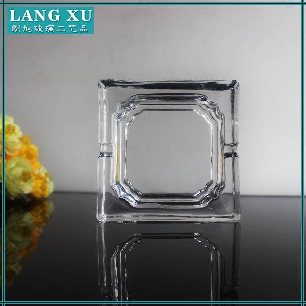 crystal clear glassware square glass ashtray with cigarettes holder