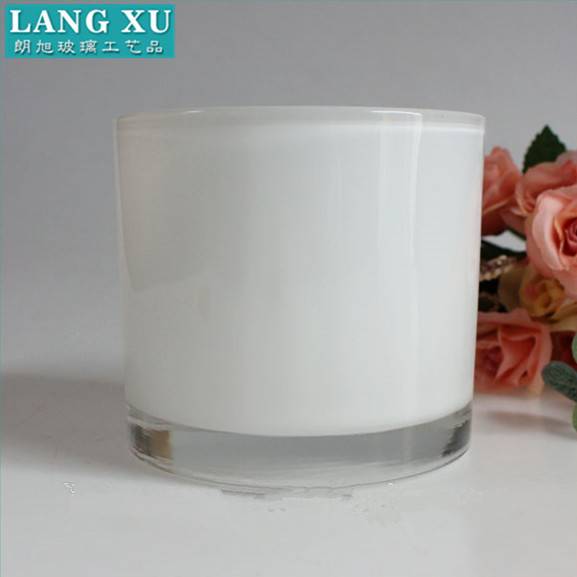LXHY-GB067 glossy white decorative empty glass votive candle cup holder