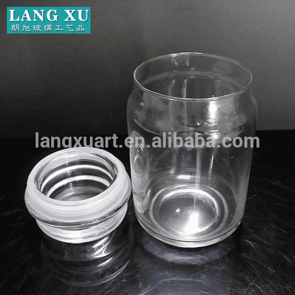 LX010 high capacity transparent 580ml airtight glass jar with silicone for wax candle or food storage