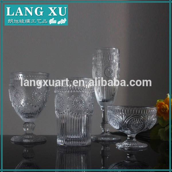 glass drinkiware sets embossed cup crystal glass set