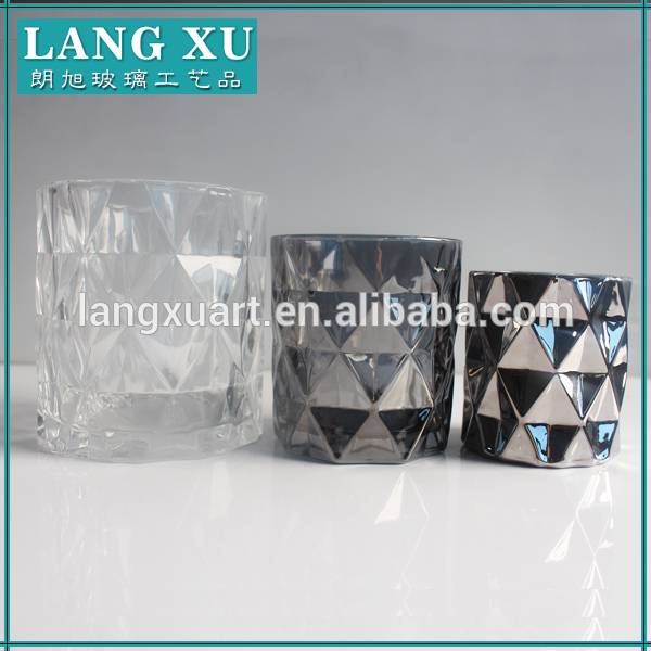 home decoration customize metallic color glass candle cup