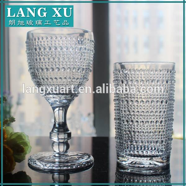 Factory direct hand press clear goblet wine glass