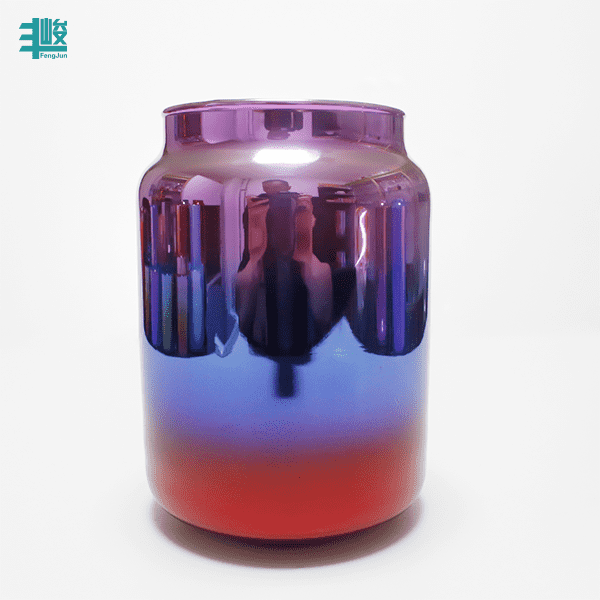 9*16cm Decorative  big capacity three colored electropleting glass candle jar