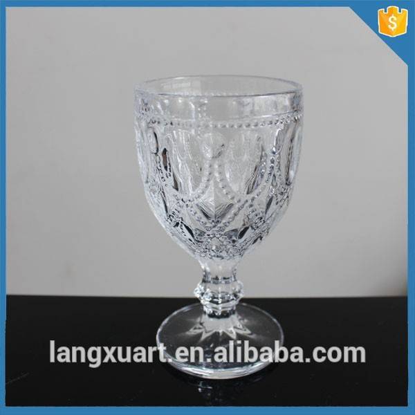 hand pressed gemstone pattern Carved glass goblet wine glass with stem