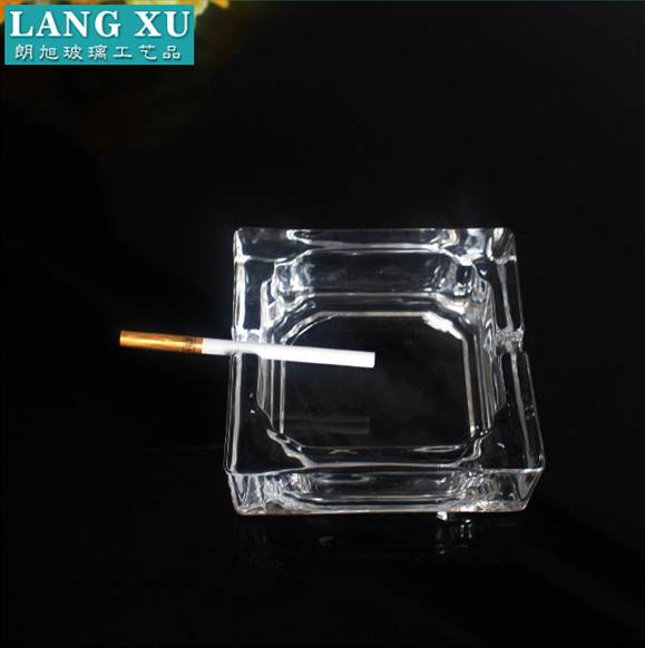 square shaped disposable clear glass pocket ashtray pouch with two holes