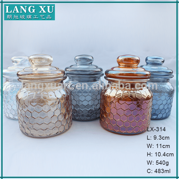 Langxu hobnail emboss ribbed glass custom candle jar