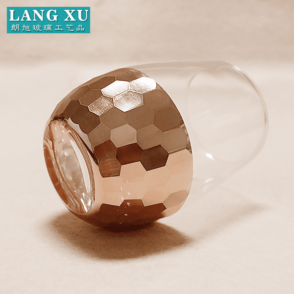 LXC-001-2 crystal clear hand made mouth blow silver copper gold DOF round drinking water glass
