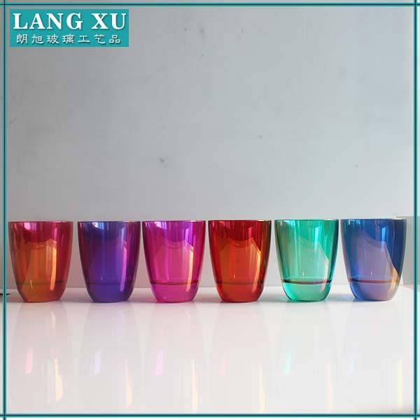 Custom made hot sale cheap electroplating colorful glass cup for water or tea