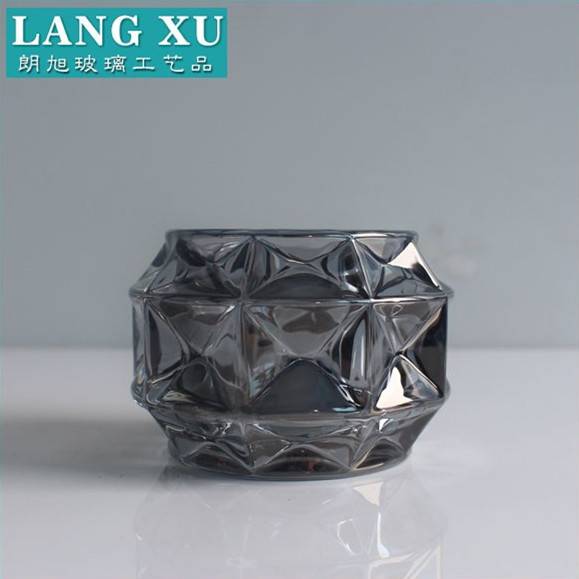 LXSX-Z119-1 electroplating colored thick glass votive geometric candle holder