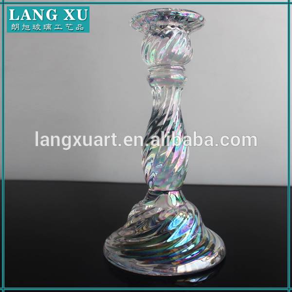 Long Stemed Swirl tall crystal glass candle stick holder
