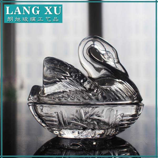 LXHY-T026 370g elegant crystal tealight swan candle holder for home decoration